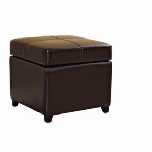 Baxton Studio Dark Brown Full Leather Storage Cube Ottoman