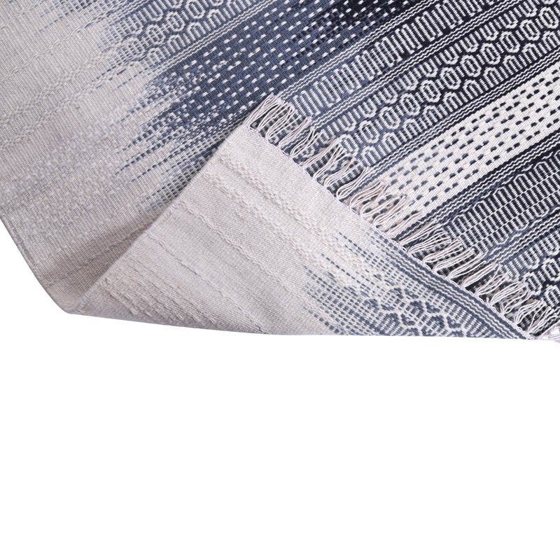 Natural Black And Geometric Pattern, Wool PEQURA Rug - Image 3