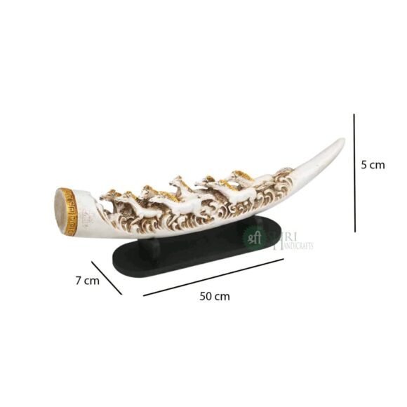 Shri Handicrafts 15" Decorative Resin 7 Horse Tusk Showpiece for Home Decoration (White) - Image 2