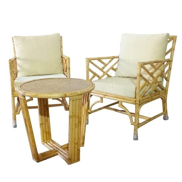 IRA Furniture Wooden Arm Chair for Living Room | Armchair for Outdoor & Balcony | Cane Wood, Light Brown - Image 4
