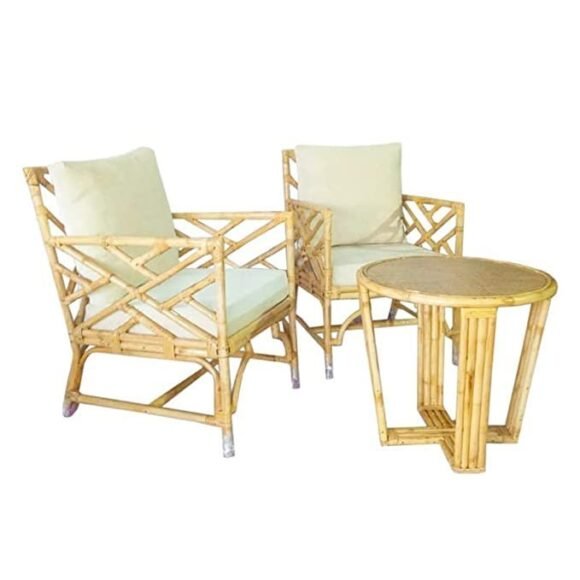 IRA Furniture Wooden Arm Chair for Living Room | Armchair for Outdoor & Balcony | Cane Wood, Light Brown - Image 3