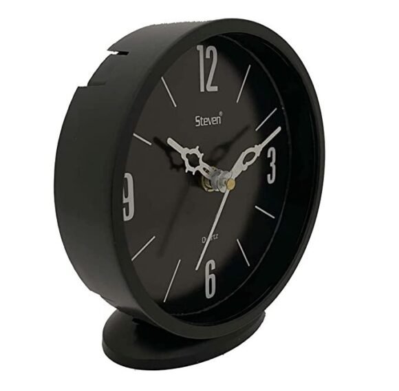 Table Clock Clock by STEVEN Quartz LLP, Size Small 5 INCH Model NO.501 (Black) - Image 3
