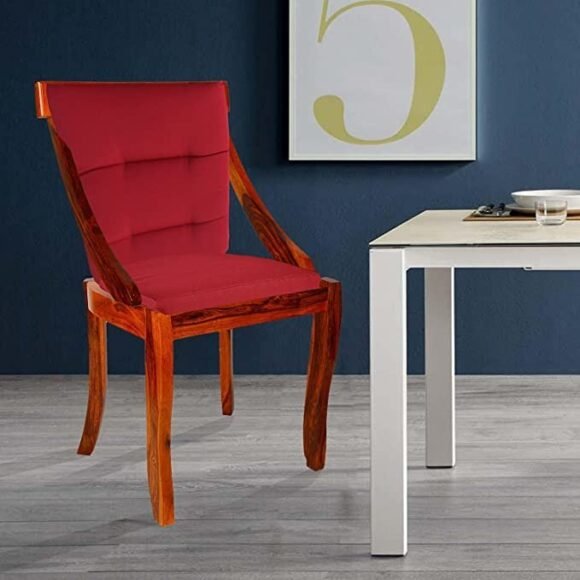 Shilpi Wooden Arm Chair with Cushions(Natural Teak) - Indian Sheesham Wood with Special PU Polish - Image 2