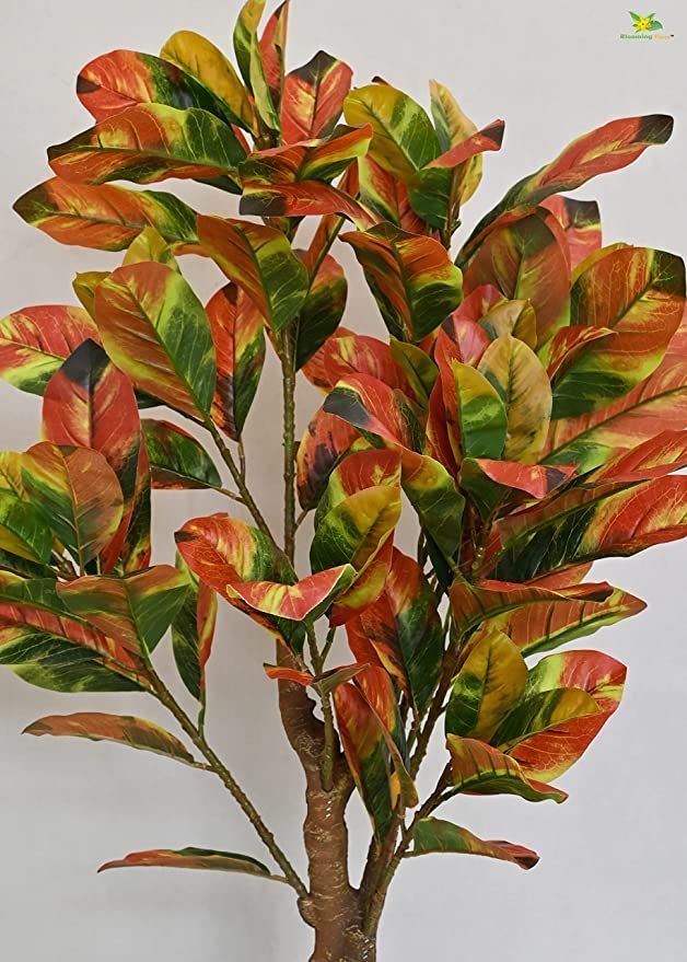Blooming Floret Artificial Croton Tree | with Basic Black Pot | Ornamental Plant for Interior Decor/Home Decor/Office Decor | Indoor Tropical Plant | Durable - Image 2