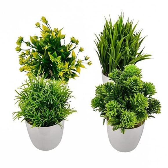 SHOPERIYA Artificial Bonsai Wild Flower Plant with Plastic Pot for Home Decoration Office Table Greenery Room Bathroom Home Decor Plants (Forest Green) - Image 2