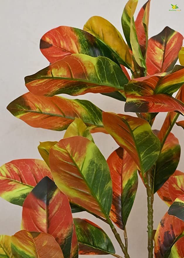 Blooming Floret Artificial Croton Tree | with Basic Black Pot | Ornamental Plant for Interior Decor/Home Decor/Office Decor | Indoor Tropical Plant | Durable - Image 3