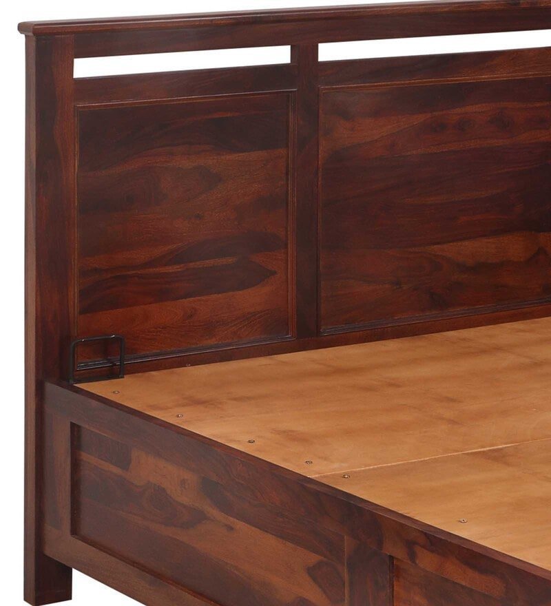 Catherine Queen Bed With Hydraulic Storage in Walnut Finish - Image 5