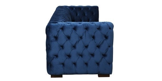 Derince 3 Seater Velvet Sofa In Royal Blue Color - Image 5