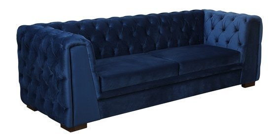 Derince 3 Seater Velvet Sofa In Royal Blue Color - Image 3