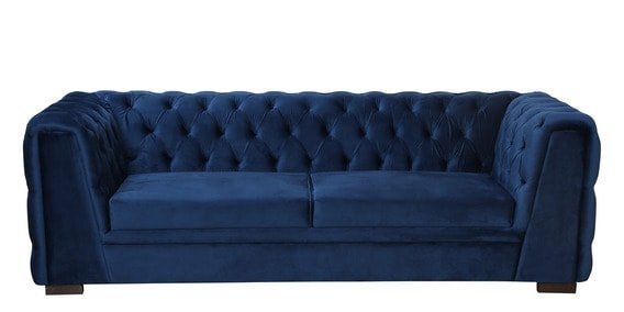 Derince 3 Seater Velvet Sofa In Royal Blue Color - Image 4