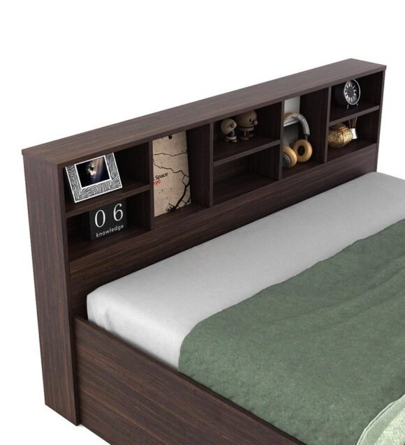Electra King Size Bed With Box Storage In Choco Walnut Finish - Image 4