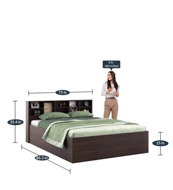 Electra King Size Bed With Box Storage In Choco Walnut Finish - Image 2