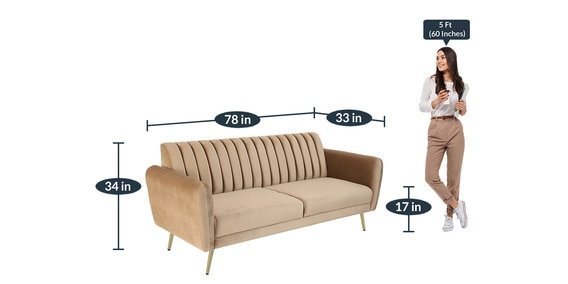 Fidel 3 Seater Velvet Sofa In Beige Colour - Image 3