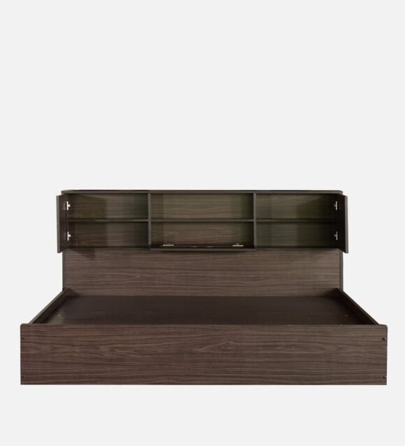 Hideki Blackline Queen Size Bed With Box Storage In Walnut Finish - Image 4