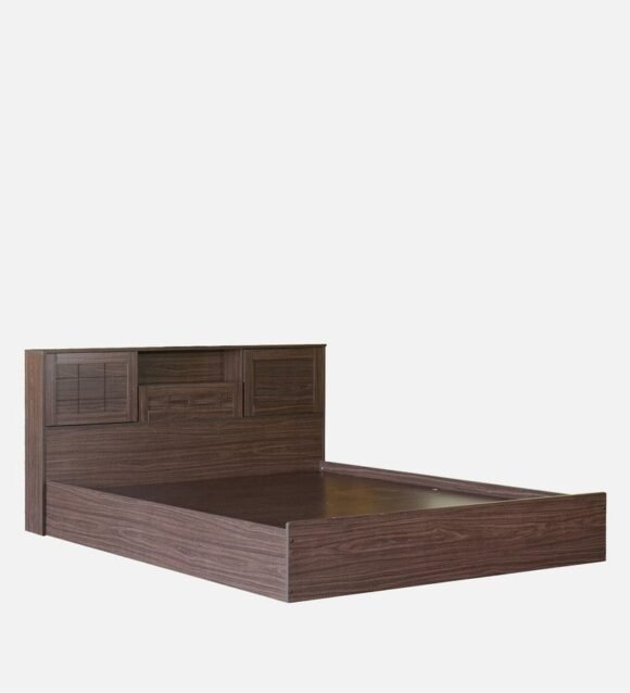 Hideki Blackline Queen Size Bed With Box Storage In Walnut Finish - Image 2
