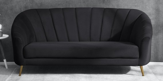 Kaylee 3 Seater Velvet Sofa In Charcoal Grey Colour