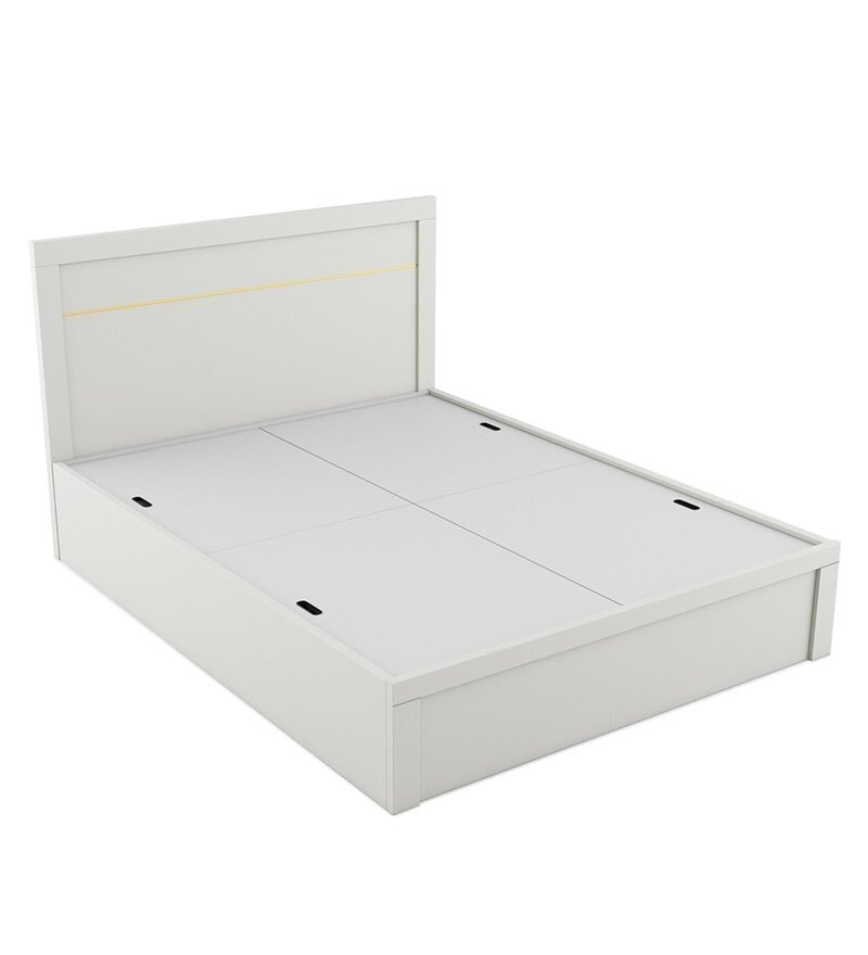 Kingslay Queen Size Bed with Box Storage in White Colour - Image 3