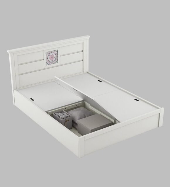 Kosmo Bryan Queen Size Bed With Box Storage In Kingston White Finish - Image 5