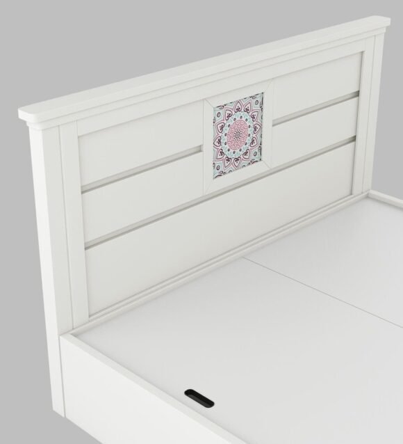 Kosmo Bryan Queen Size Bed With Box Storage In Kingston White Finish - Image 4
