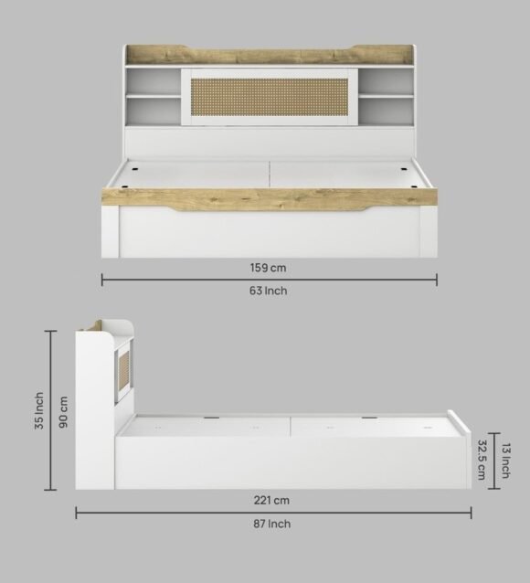 Kosmo Lilly Queen Size Bed With Box Storage In Kingston White Finish - Image 2
