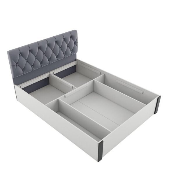 Orbit Queen Size Bed With Hydraulic Storage in Frosty White Finish - Image 3