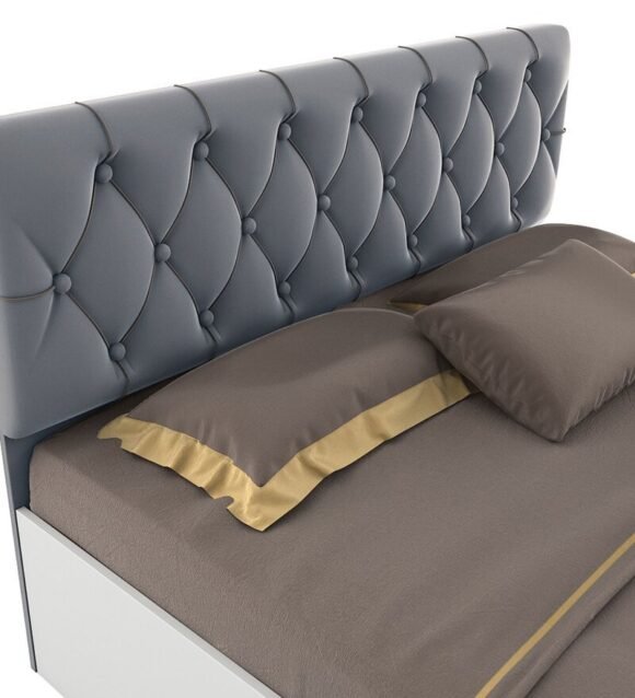 Orbit Queen Size Bed With Hydraulic Storage in Frosty White Finish - Image 5