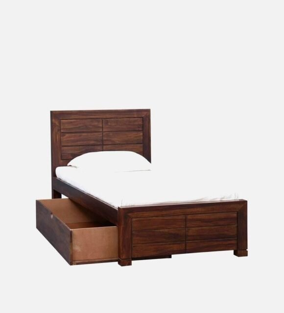 Segur Solid Wood Single Bed With Drawer Storage In Provincial Teak Finish - Image 5