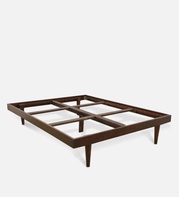 Square Diamond King Size Bed With Drawer Storage In Walnut Finish - Image 5